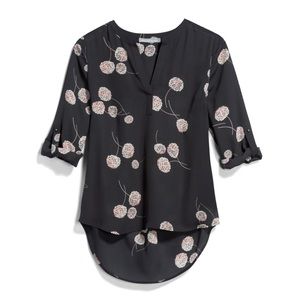 Daniel Rainn Koda Split Neck Blouse, Black Floral, L, Stitch Fix